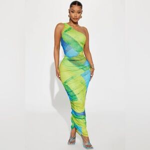 Vibrant Lime Green & Blue Tie-Dye Dress
Lola Mesh Maxi Dress - Lime
